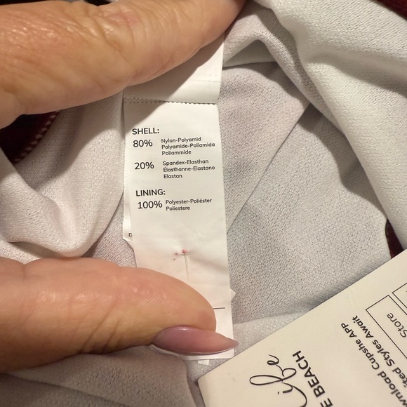 NWT Cupshe Burgundy Wine Tummy Control Halter Onepiece Bathing Suit Swimwear XL - Picture 11 of 13